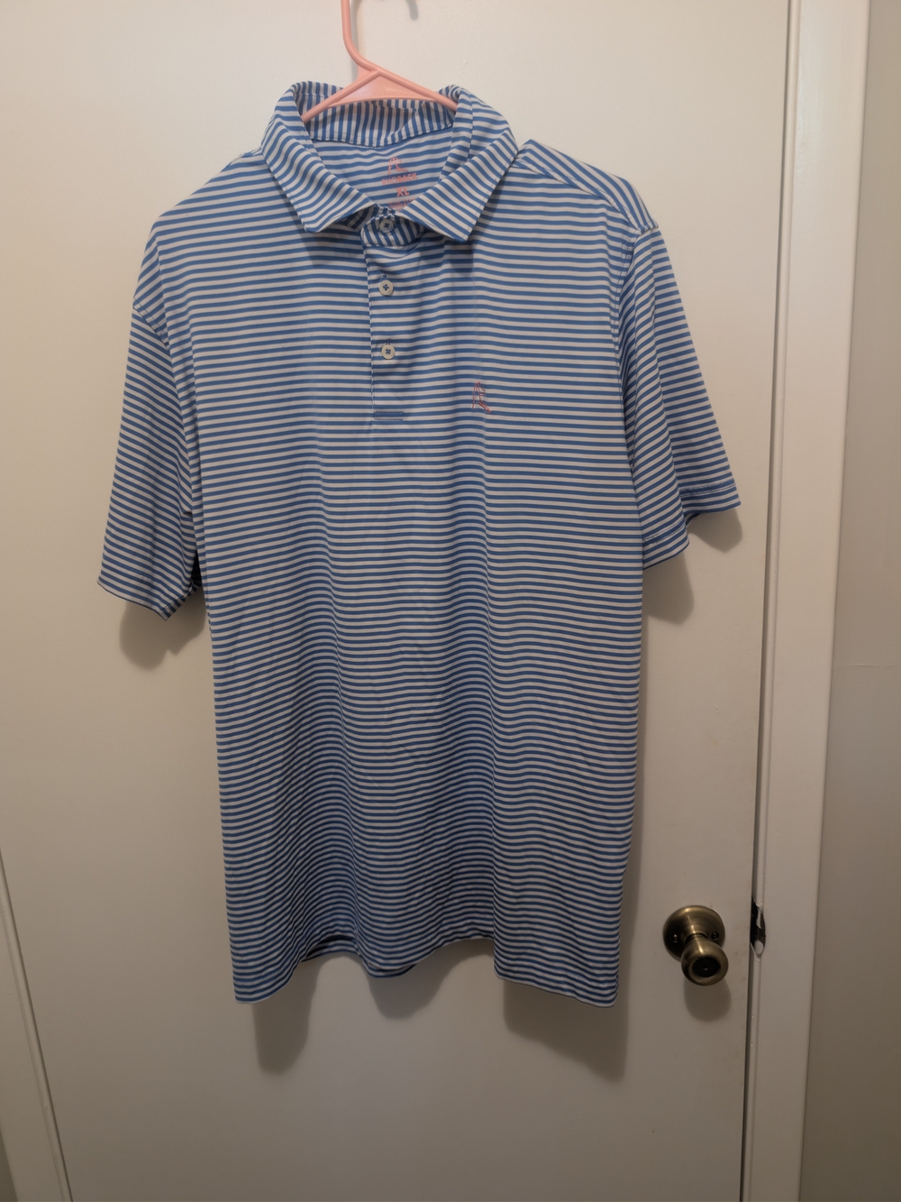 Rhoback Light Blue & White Striped Performance Polo